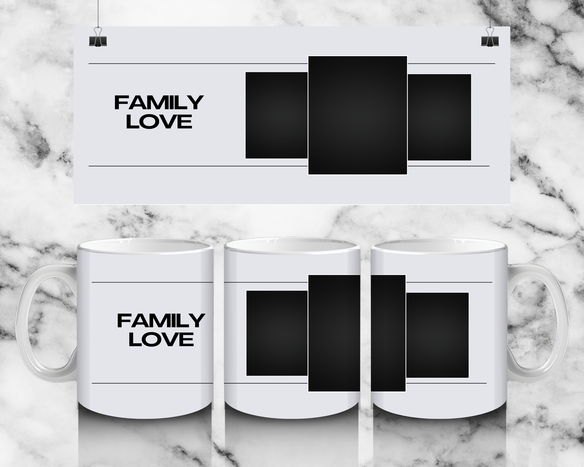 3 panel family mug - Luxe Custom Designer