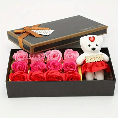 Rose Soap Box with Small Teddy - Luxe Custom Designer
