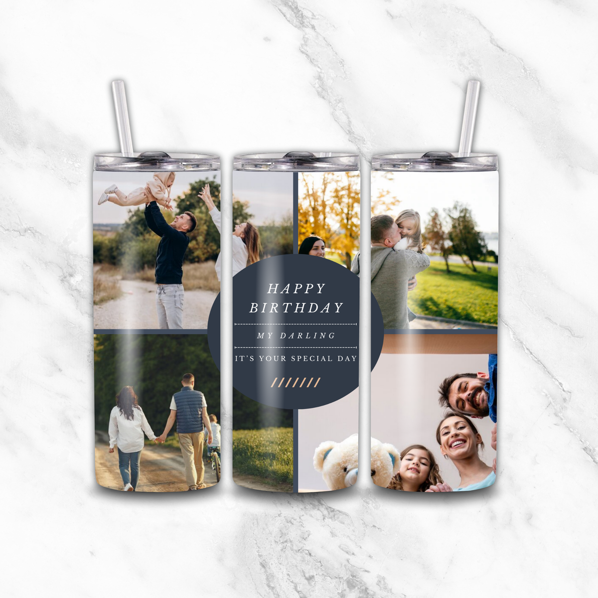 4 image Happy birthday tumbler 20oz by Luxe Sensational