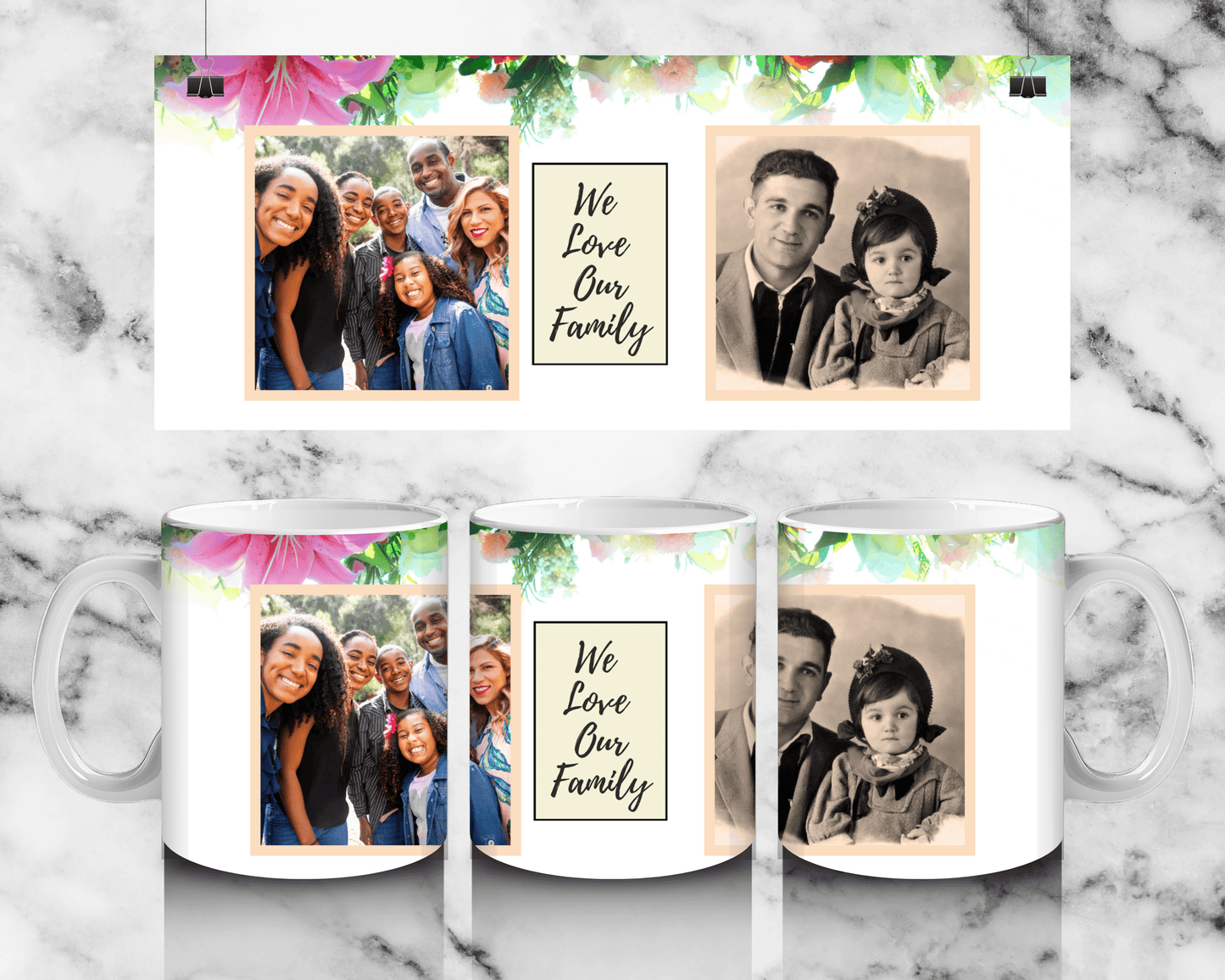 2 Panel Family photo mug - Luxe Custom Designer
