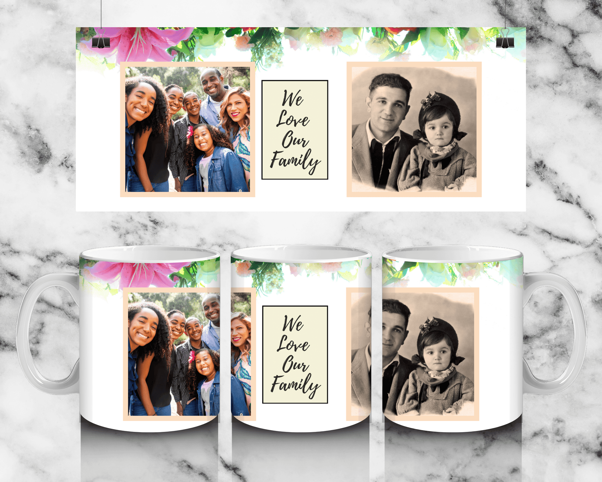 2 Panel Family photo mug - Luxe Custom Designer