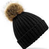 Fur pop pom chunky beanie