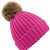 Fur pop pom chunky beanie