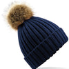 Fur pop pom chunky beanie