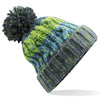 Corkscrew pom pom beanie