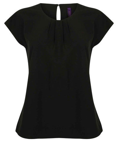 Women's pleat front short sleeve blouse