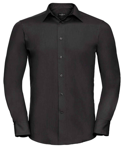 Long sleeve polycotton easycare fitted poplin shirt