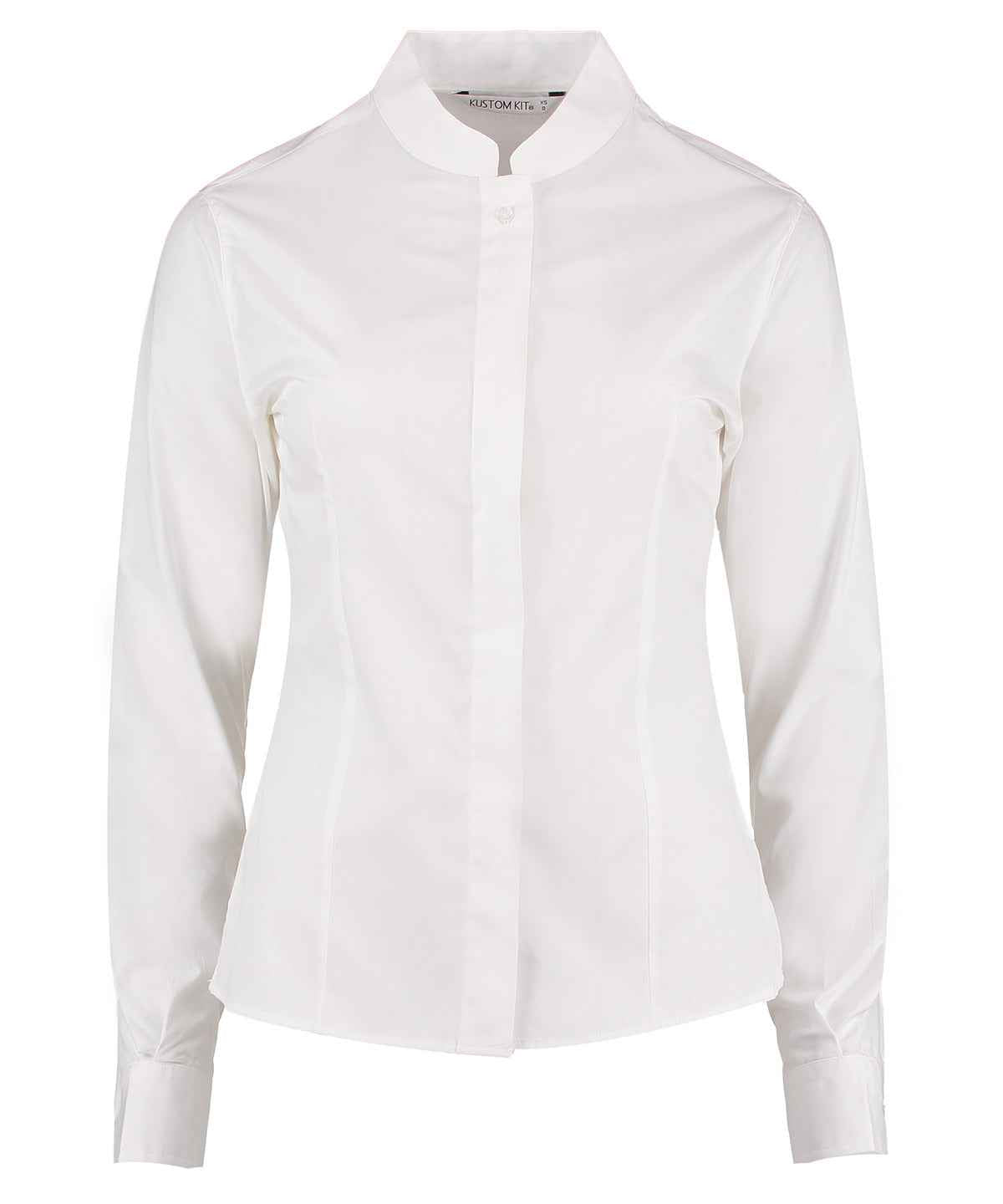 Women's mandarin collar shirt long-sleeved (tailored fit)