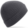 Engineered knit ribbed beanie