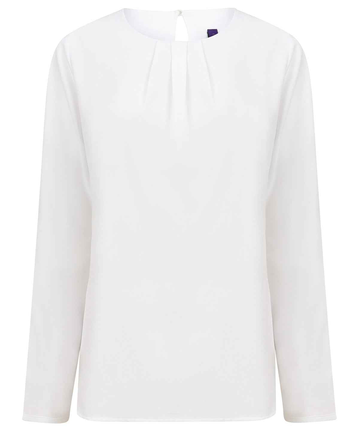 Women's pleat front long sleeve blouse
