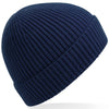 Engineered knit ribbed beanie