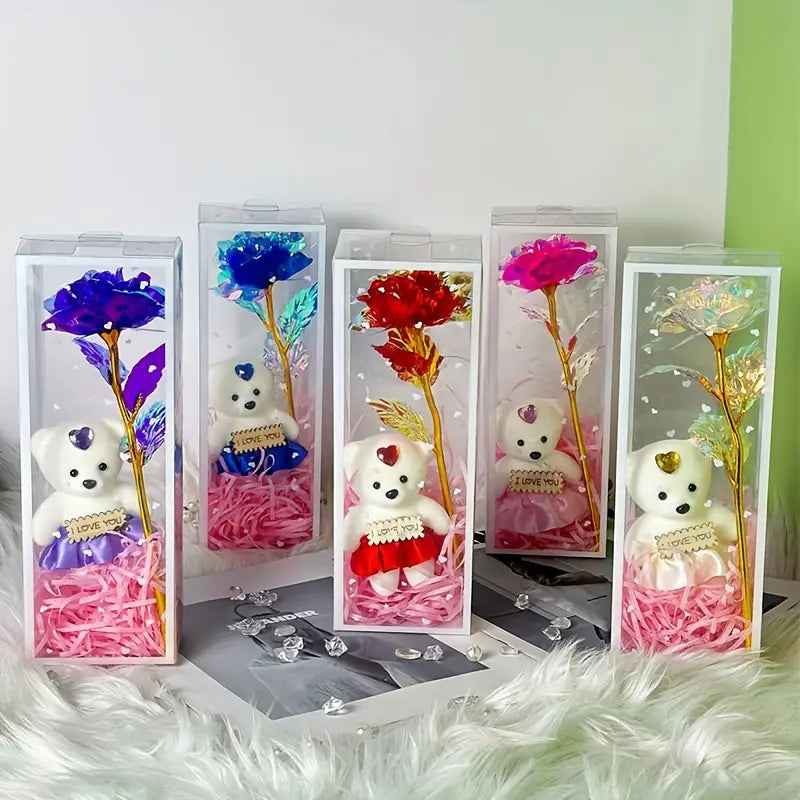 Charming Bear Rose Gift Box - Luxe Custom Designer