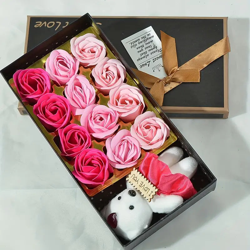 Rose Soap Box with Small Teddy by Luxe Sensational