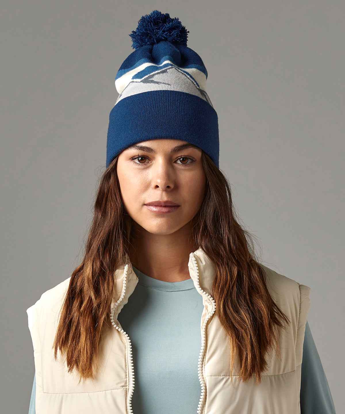 Mountain peaks pom pom beanie