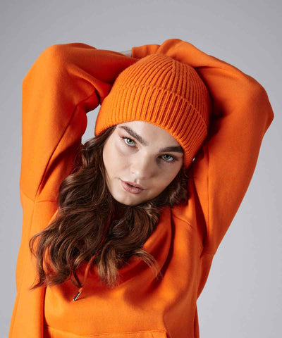 Engineered knit ribbed beanie