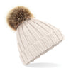Fur pop pom chunky beanie