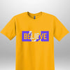 Blue "Believe" Luxe T-shirt - Luxe Custom Designer