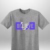 Blue "Believe" Luxe T-shirt - Luxe Custom Designer