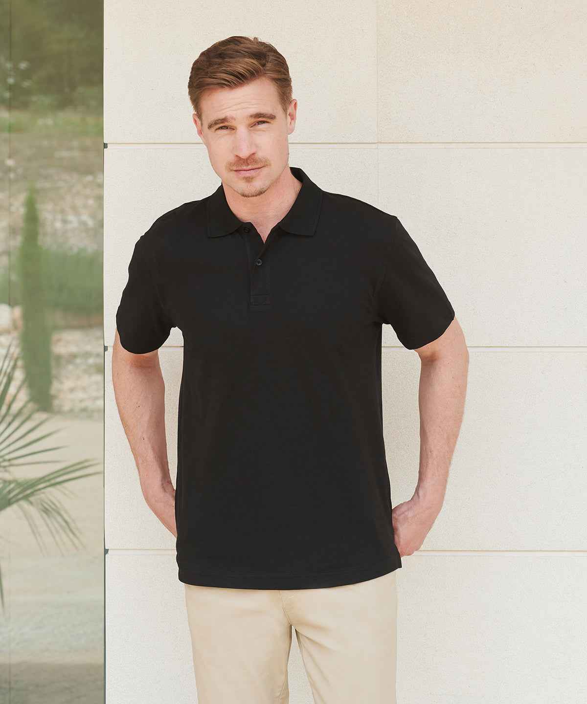 Stretch piqué polo shirt