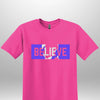 Blue "Believe" Luxe T-shirt - Luxe Custom Designer