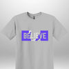 Blue "Believe" Luxe T-shirt - Luxe Custom Designer