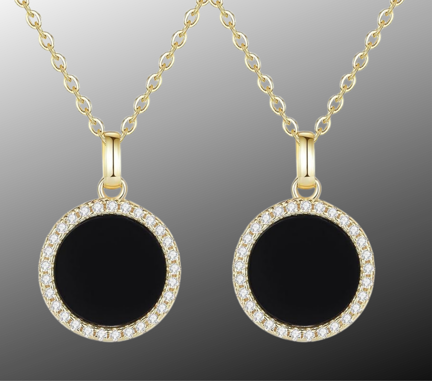 Gold Double Photo Pendant Necklace