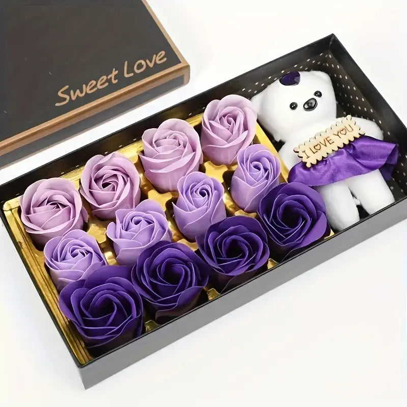 Rose Soap Box with Small Teddy - Luxe Custom Designer