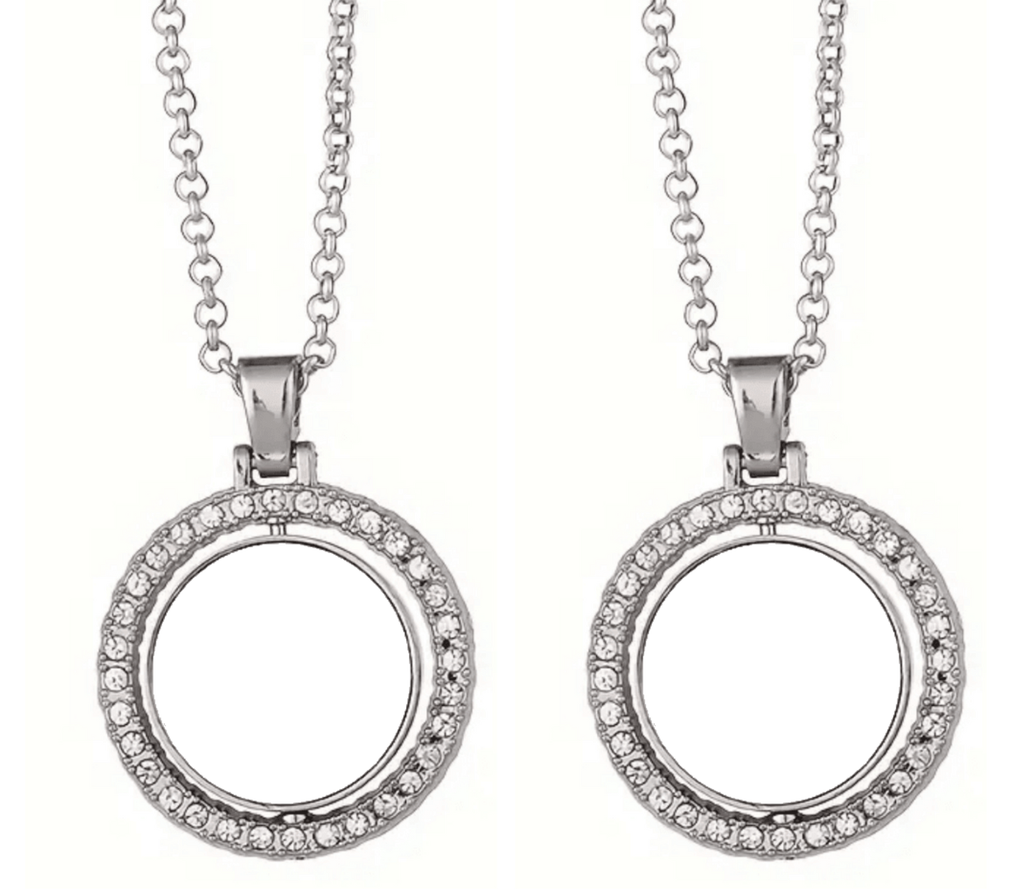 Silver Double Photo Pendant Necklace