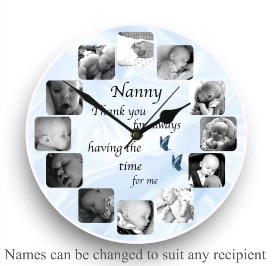 12 photo panel clock - Luxe Custom Designer