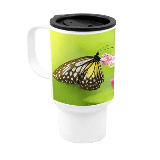 14 oz Plastic Travel Mug white - Luxe Custom Designer