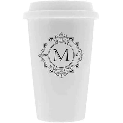 380ml Polymer Travel Mug White - Black Lid - Luxe Custom Designer