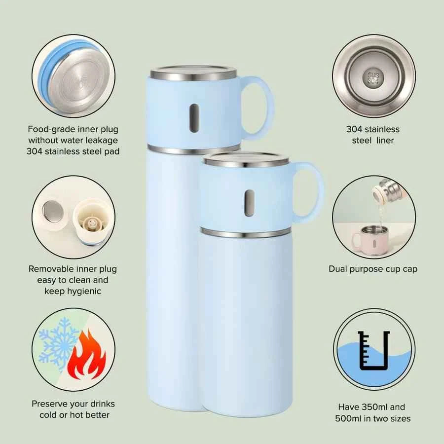 500ml Stainless Steel Bottle with Cup Lid - Luxe Custom Designer