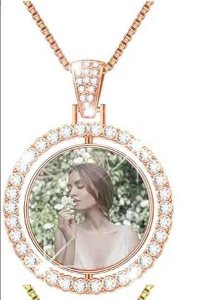 Bronze Double Photo Pendant Necklace - Luxe Custom Designer