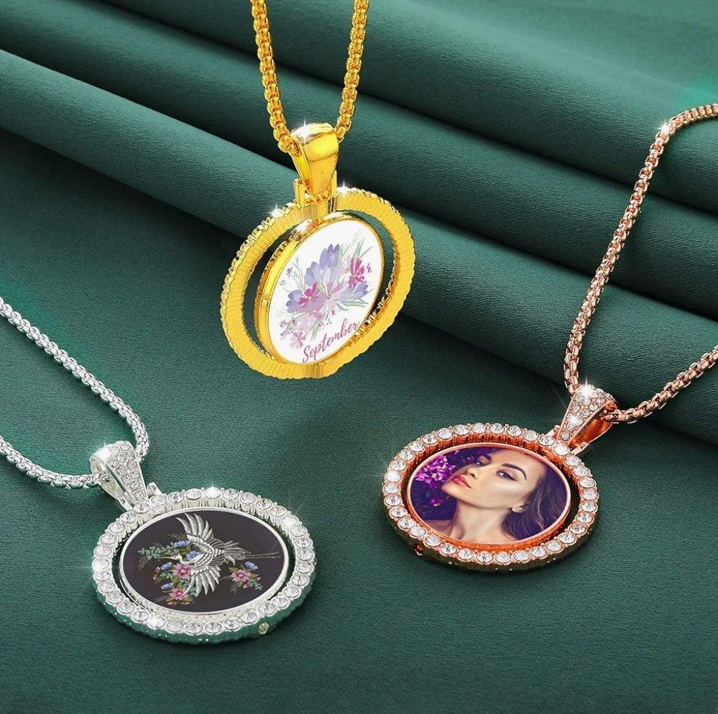 Bronze Double Photo Pendant Necklace - Luxe Custom Designer