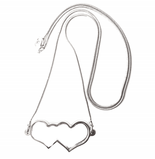 Double Heart Silver Photo Necklace by Luxe Sensational