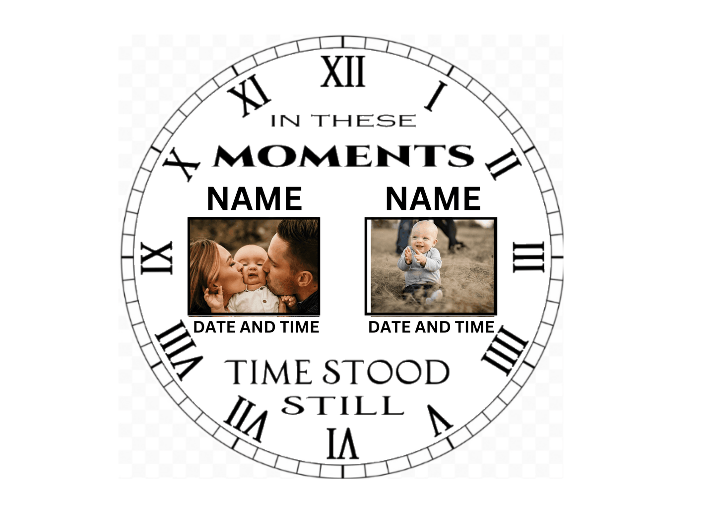 Double photo clock 20cm - Luxe Custom Designer