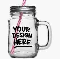 Glass Mason Jar with straw - Luxe Custom Designer