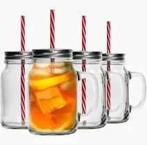 Glass Mason Jar with straw - Luxe Custom Designer