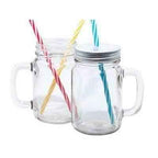 Glass Mason Jar with straw by Luxe Sensational