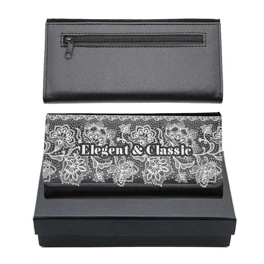 Large Leather Purse - Black + giftbox - Luxe Custom Designer
